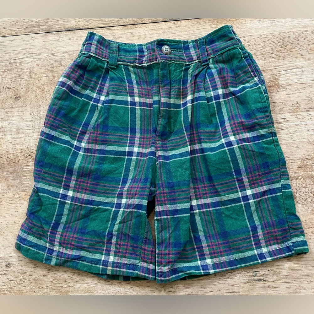 Vintage Polo Ralph Lauren Boy’s Sz 4 Green Plaid Cotton Shorts